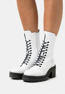 LEATHER REDEZIGN - Platform Ankle Boots - White