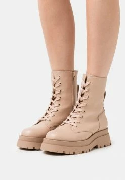Zign Lace-up Ankle Boots - Light Pink