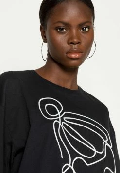 Zign EMBROIDERY LINE FACE TEE - Print T-shirt - Black -Zign 2395231bee3844d8b7568e3864012cca