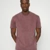 Zign 2 PACK - Basic T-shirt - Black/bordeaux