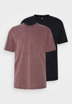 Zign 2 PACK - Basic T-shirt - Black/bordeaux -Zign 3447f92f05144513990dbbd843b679d0