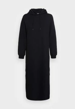 Zign Casual Winter Sweat Hooded Maxi Slits Dress - Day Dress - Black -Zign 3fd5a05a76a5412faaac1e7f536bbc88