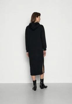 Zign Casual Winter Sweat Hooded Maxi Slits Dress - Day Dress - Black -Zign 65fb21f43c12455a905934b5679e3109