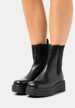 Zign LEATHER - Platform Ankle Boots - Black