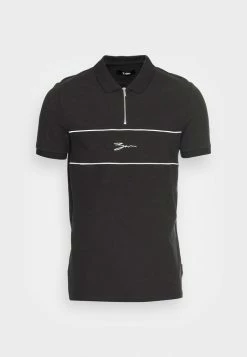 Zign SCRIPT ZIP PLACKET - Polo Shirt - Black -Zign 87d412ba175a469fbc31814d09a81815