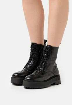 Zign LEATHER - Platform Ankle Boots - Black