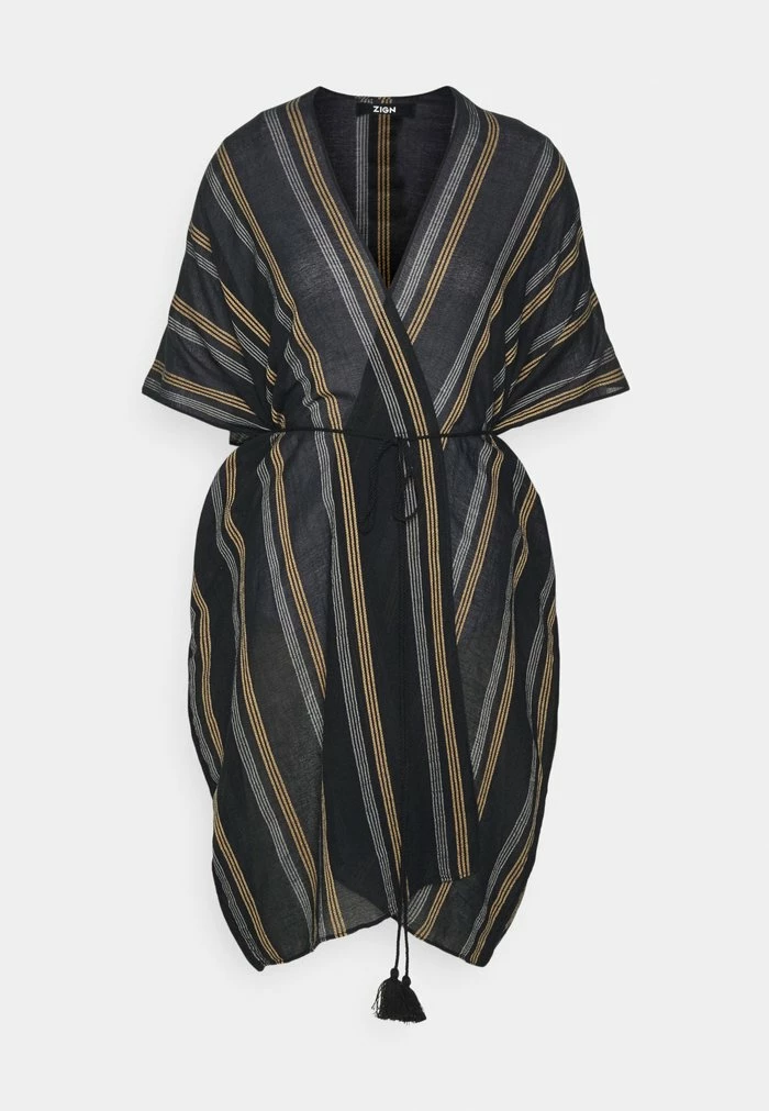 Zign SUMMER BEACH CAPE - Cardigan - Black/camel 7 Zign SUMMER BEACH CAPE - Cardigan - Black/camel - Image 5