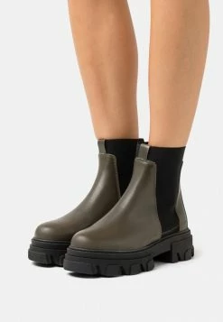 Zign LEATHER - Platform Ankle Boots - Khaki