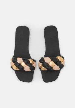 Zign LEATHER - Mules - Black/gold/beige -Zign ab25425c12294f00bc161441d6489446