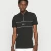 Zign SCRIPT ZIP PLACKET - Polo Shirt - Black -Zign ac92b94c042f4d1bb8c0c9009299f536