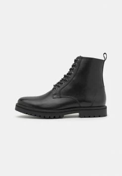 Zign LEATHER UNISEX - Lace-up Ankle Boots - Black