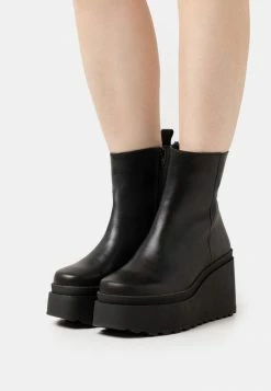 Zign LEATHER - Platform Ankle Boots - Black