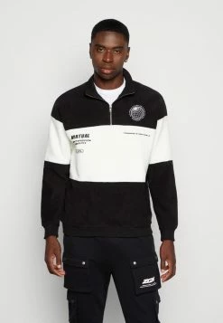 Zign ZIP UP - Fleece Jumper - Black/off-white