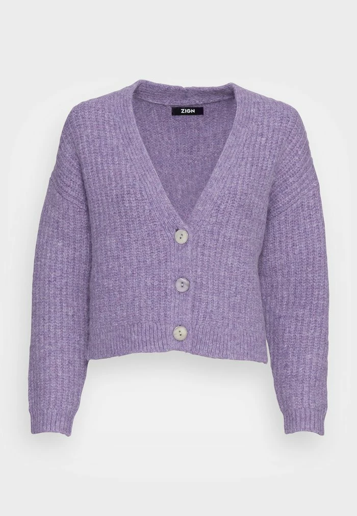 Zign WOOL BLEND JUMPER - Cardigan - Lilac 6 Zign WOOL BLEND JUMPER - Cardigan - Lilac - Image 4