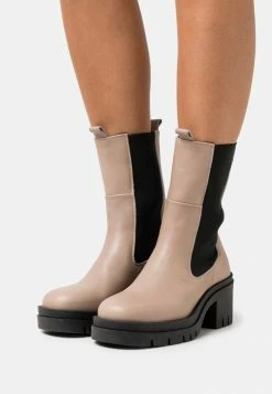 LEATHER REDEZIGN - Platform Ankle Boots - Taupe