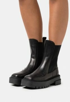 Zign LEATHER - Platform Ankle Boots - Black