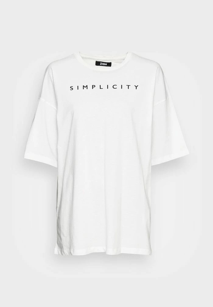 Zign SIMPLICITY TEE - Print T-shirt - Off-white 6 Zign SIMPLICITY TEE - Print T-shirt - Off-white - Image 4